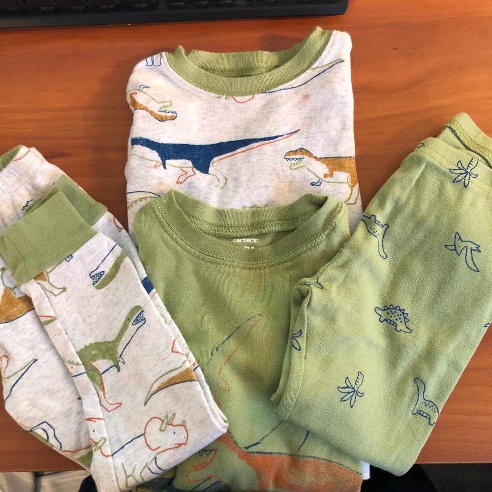 Carters 3T dinosaur four piece pajama set